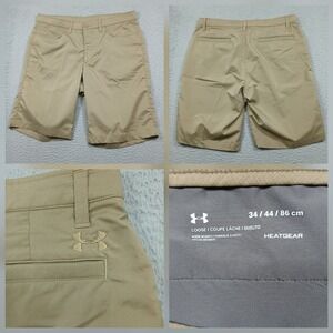 Under Armour Golf Shorts Men's 34 Khaki HeatGear Loose Fit